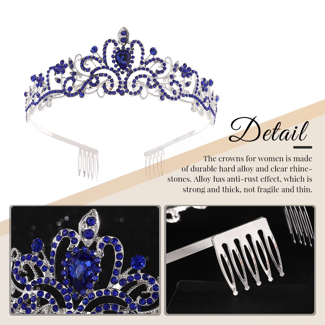 Brishow Bridal Crowns Silver Rhinestone Tiaras Wedding Tiara Crown with Comb for Women and Girls