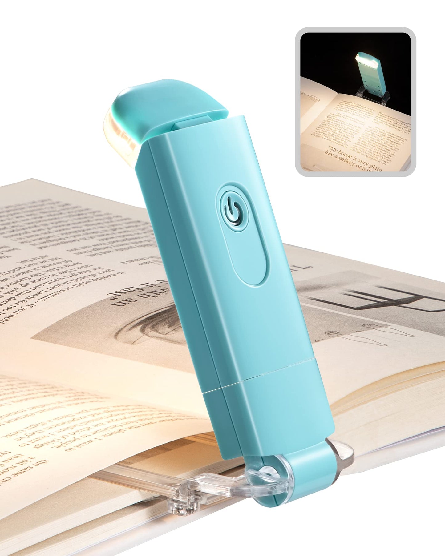 DEWENWILS USB Rechargeable Book Light for Reading in Bed, LED Book Reading Lights with Clip, Perfect for Bookworms, Kids, Warm White, Brightness Adjustable (Blue)