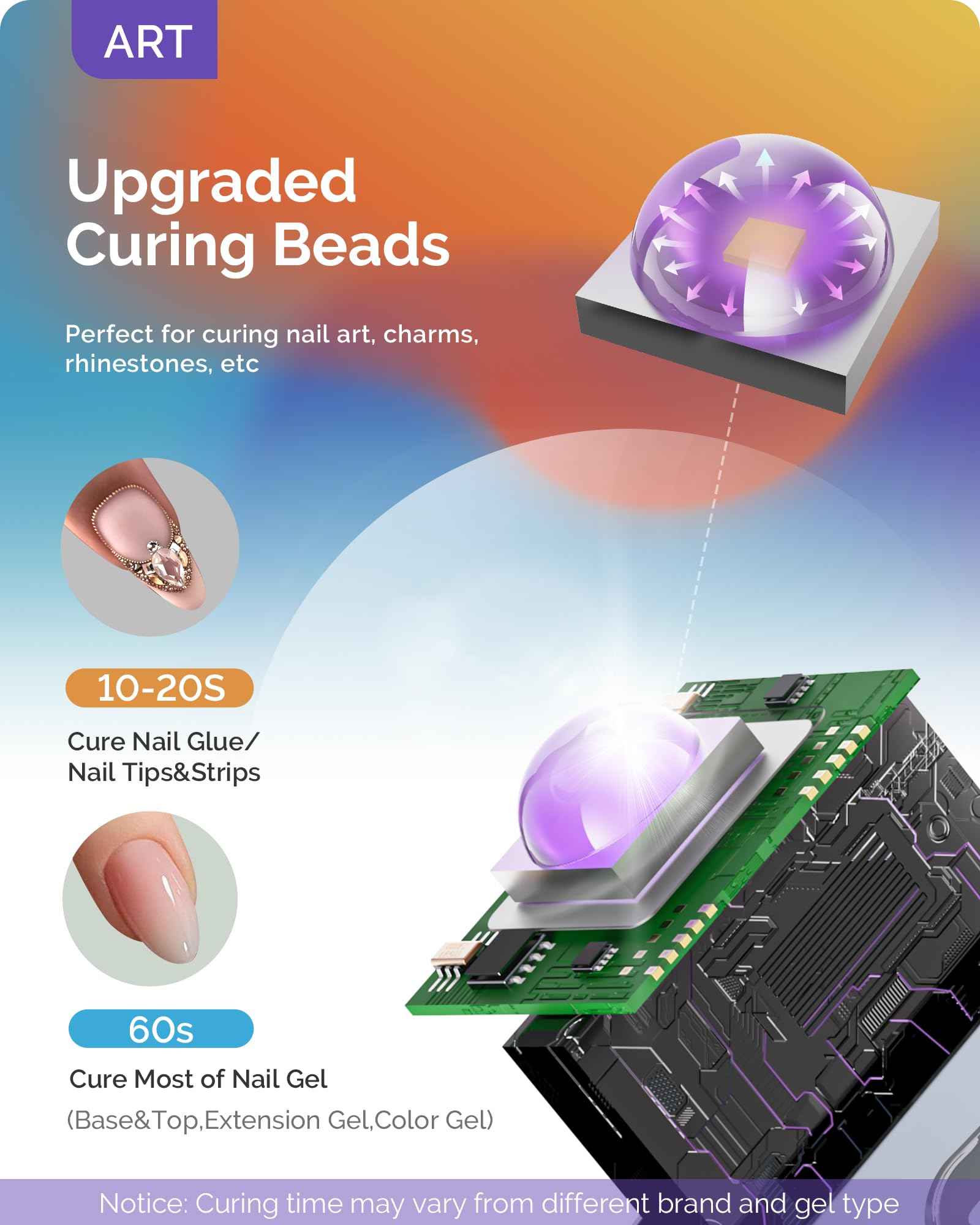 MelodySusie 48W LED UV Nail Lamp - Black with Handheld UV Light for Gel Nails