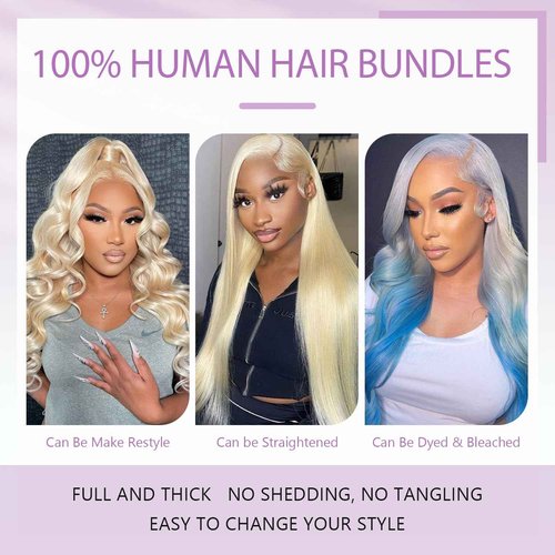 613 Blonde Bundles Human Hair Body Wave Single Bundle 16 Inch 12A Grade 100% Unprocessed Human Hair Brazilian Virgin Hair Weave 613 Body Wave Bundles Machine Double Weft 100G
