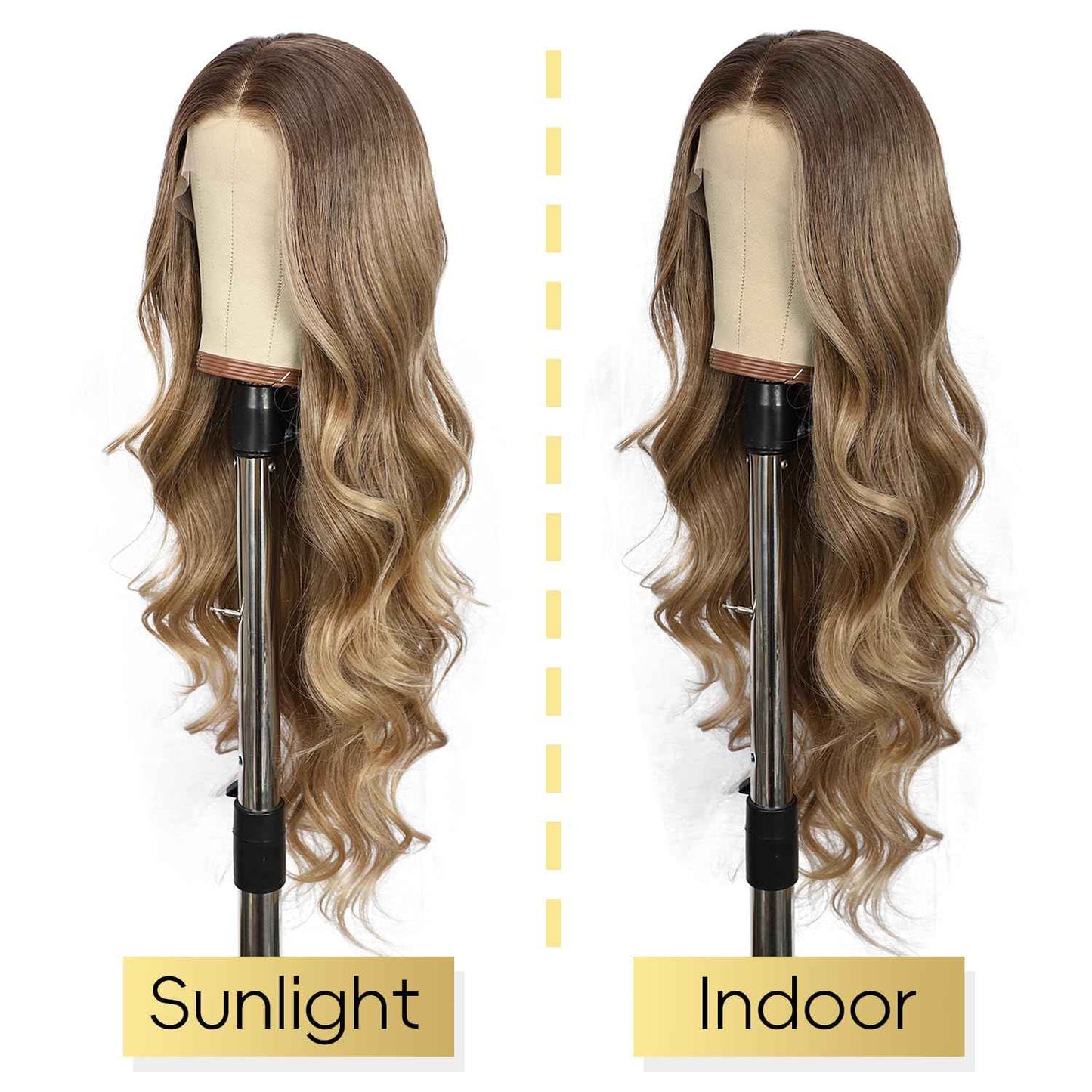 BABEHERS Blonde Lace Front Wig for Women 13x4 Body Wave Synthetic Wigs with Ombre Blonde Tips Pre-plucked Long Wavy 150% Density Heat Resistant Hair Daily Party Use 26 Inch