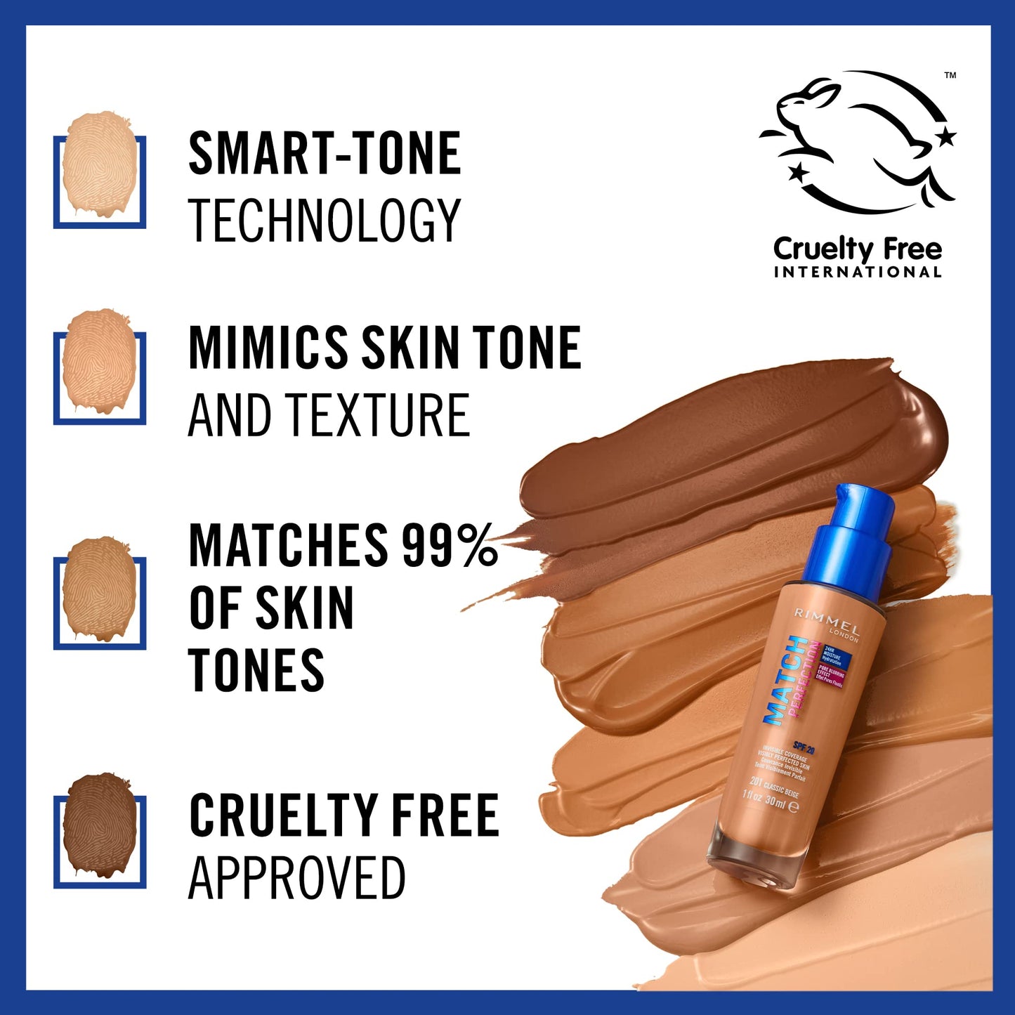 Rimmel London Match Perfection Foundation Spf20 101 Classic Ivory 30ml