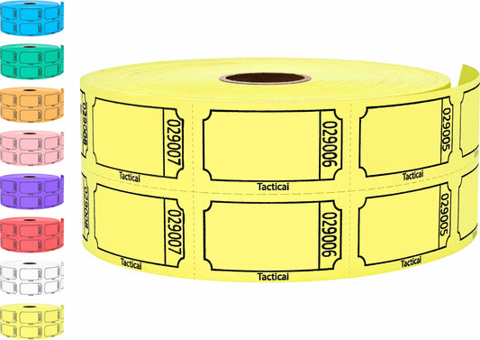 Tacticai 1000 Raffle Tickets, Blank, Yellow (8 Color Selection), Double Roll for Events, Entry, Class Reward, Fundraiser & Prizes