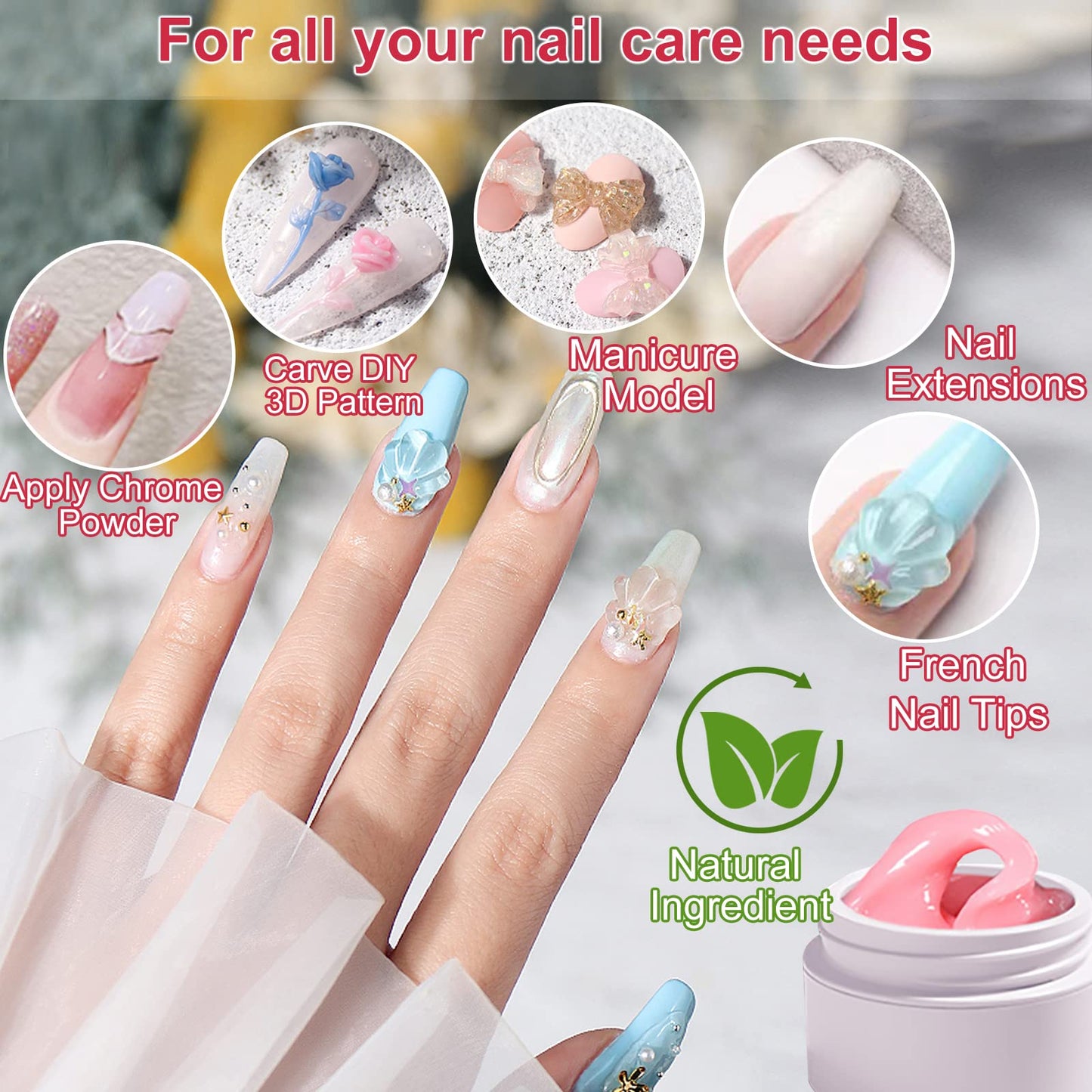 CODOMOR Solid Sculpture Gel Nail Extension,Non-Sticky Hand Nail Carving Gel, Non-stick-hand Builder Gel,Solid Nail Sculpture Building Gel Nail Charms Gel,Nail Art Modeling Gel 15m