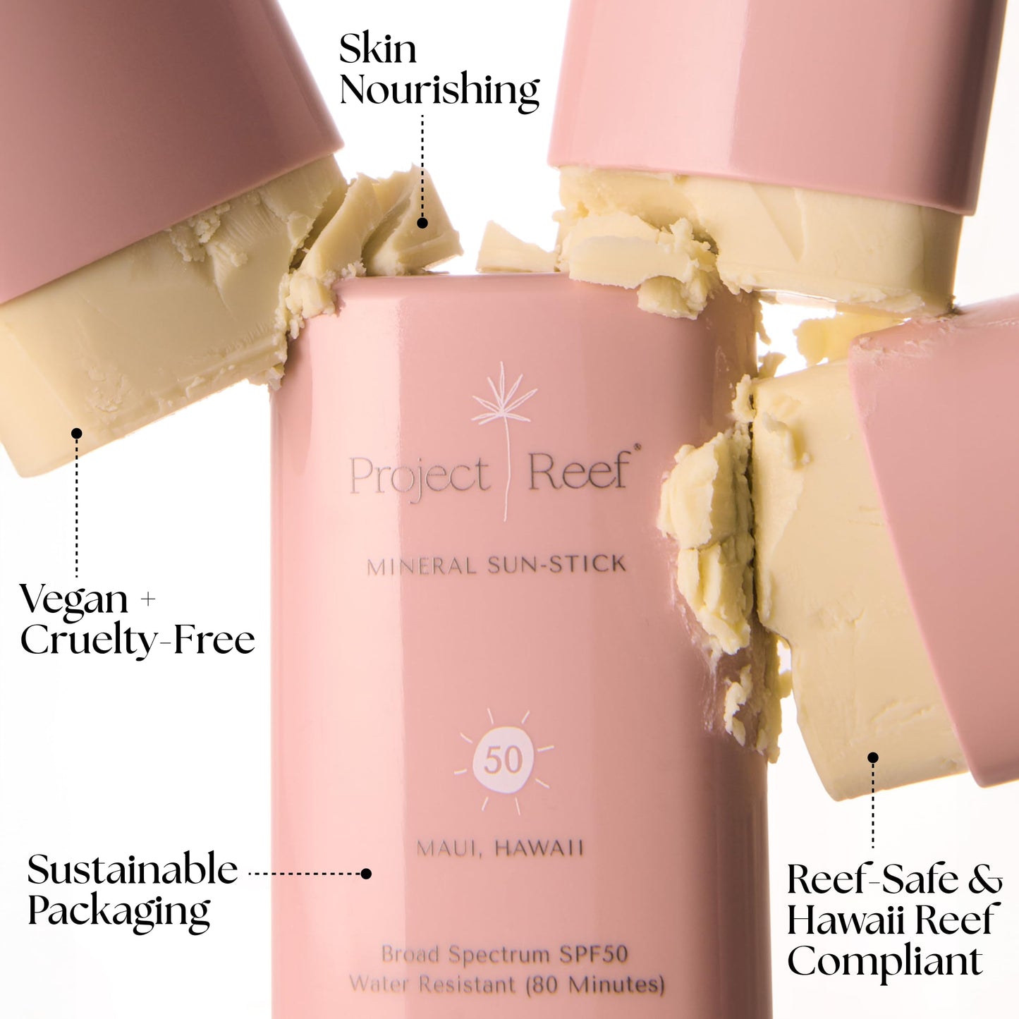 Project Reef SPF 50 Sheer Mineral Sunscreen Stick - Vegan, Reef Safe, Non-Nano Zinc, Face Sunblock Stick, No White Residue, Ideal for Travel & Kids