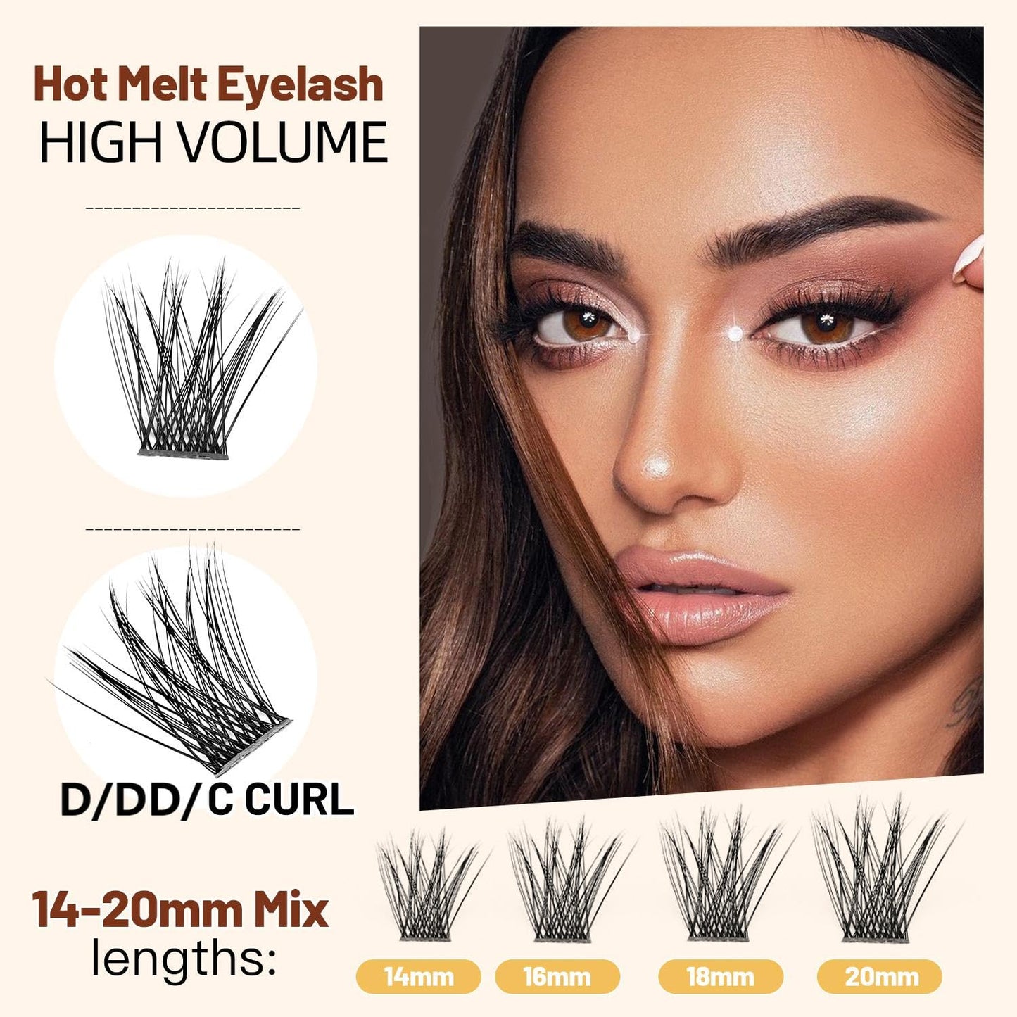 Vayator Wide Cluster D Curl Professional Makeup Individual Cluster Eyelashes Grafting Fake False Eyelashes Eyelash Extension Individual Eyelash (C#14mm)