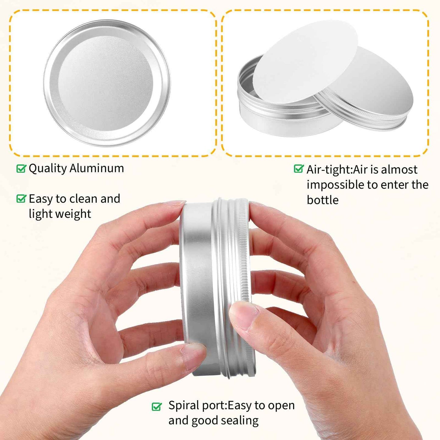 4 oz Tins with Lids, 30 Pack 4oz Tins Wide Mouth Aluminum Tin Cans, Durable Salve Containers Round Metal Tin with Lid,Candles or Salve(Silver)