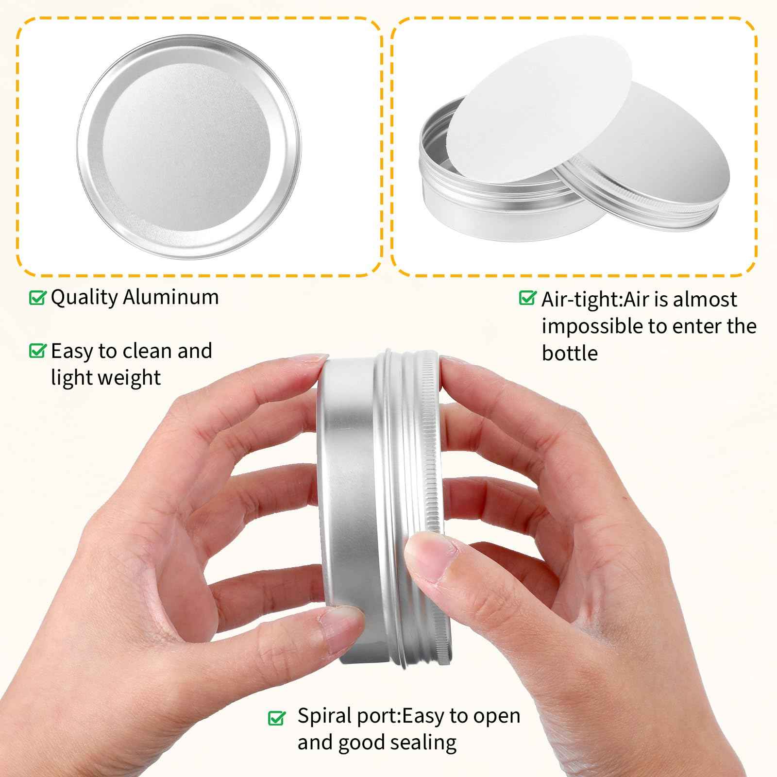 4 oz Tins with Lids, 30 Pack 4oz Tins Wide Mouth Aluminum Tin Cans, Durable Salve Containers Round Metal Tin with Lid,Candles or Salve(Silver)