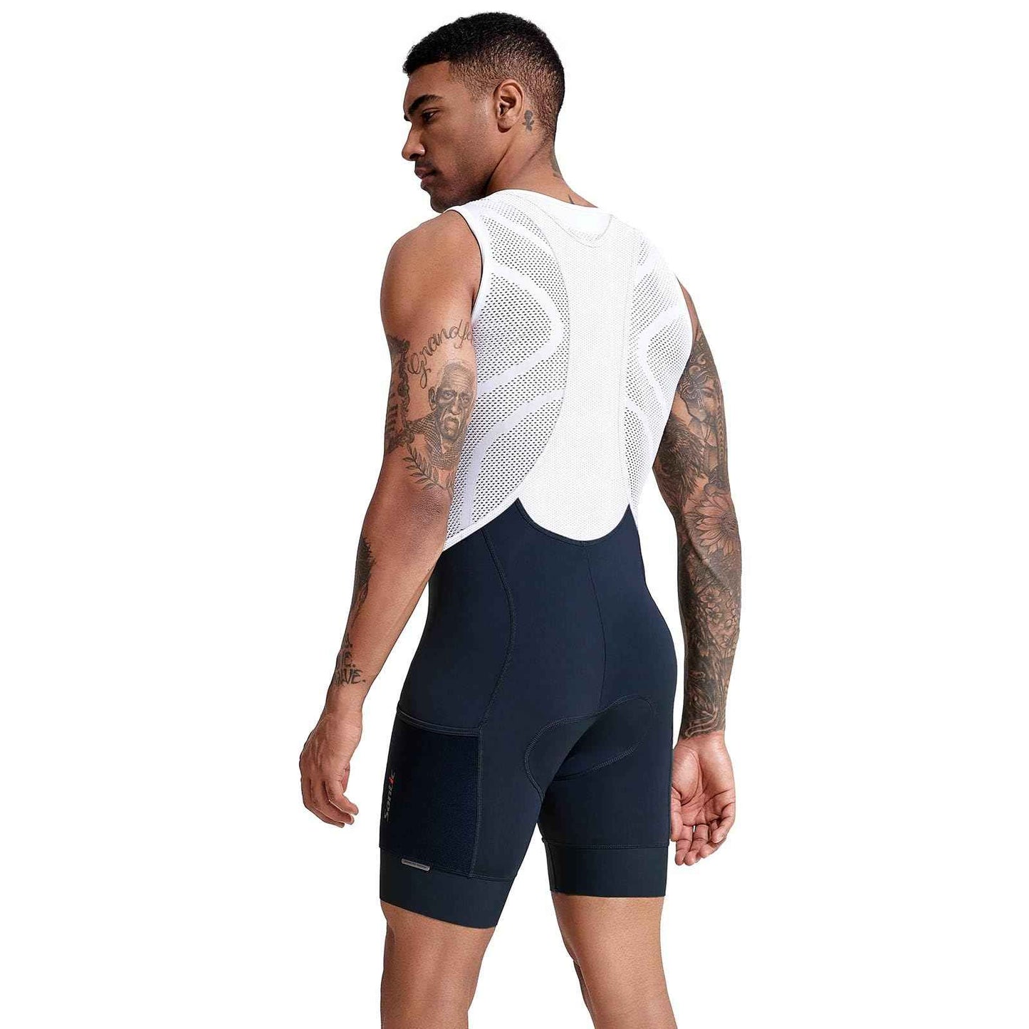 Santic Men's Cycling Bibs Shorts Cycle Wear Tights 4D Padded Road Bike Bicycle Shorts with Pocket Blue