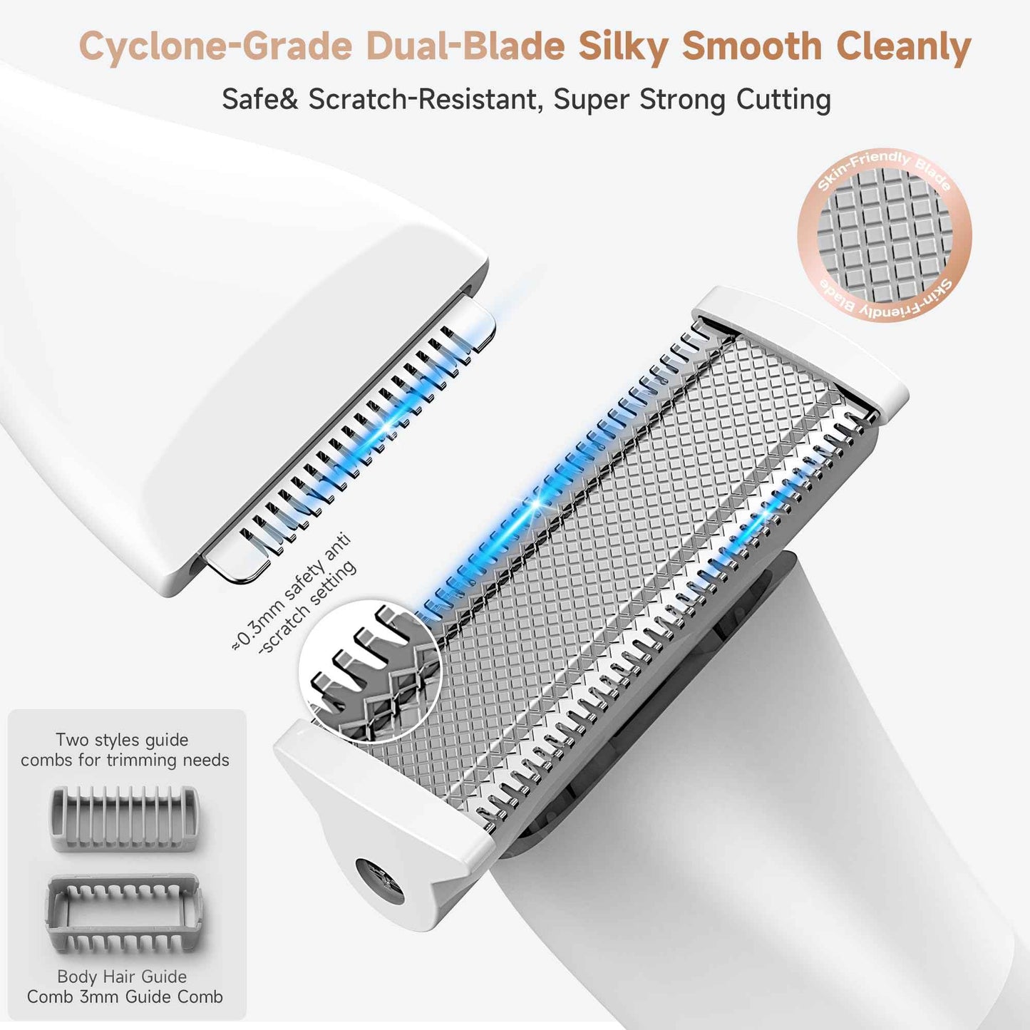 Gurelax Electric Body Hair Trimmer - Groin Trimmer for Men - Bikini Trimmer Women - 5-in-1 Lady Shaver Groomer, IPX7 Waterproof Razor Heads&USB Recharge with Travel Bag