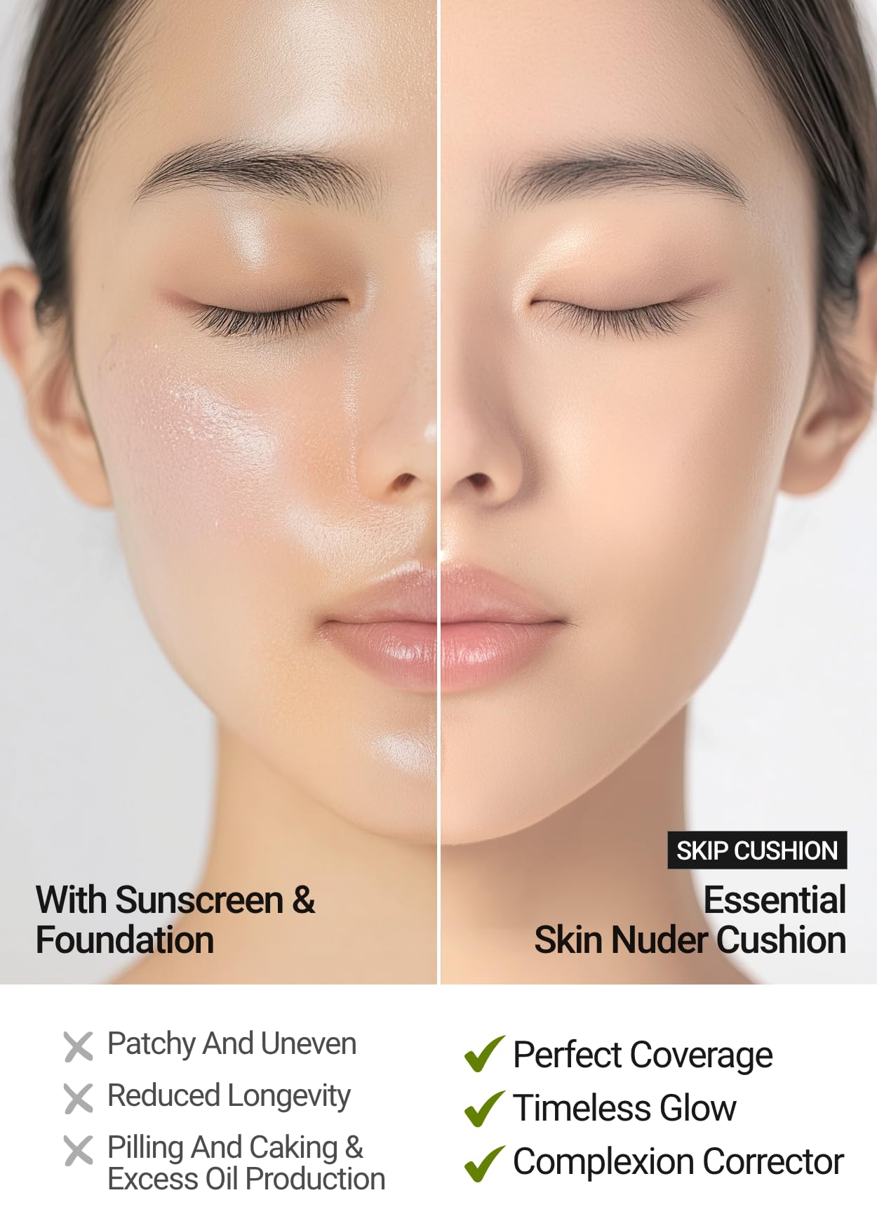 [JUNGSAEMMOOL OFFICIAL] Essential Skin Nuder Cushion (Medium) | Refill not Included | Foundation Makeup | Natural Finish | Buildable Coverage | Korean Makeup Artist Brand | Cream Foundation