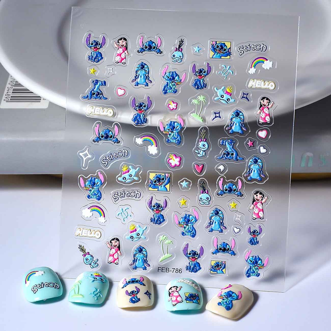 5D Embossed Cartoon Nail Stickers - 1Pcs Cute Nail Stickers for Nails Art Cartoon Reliefs Self Adhesive Supplies Nails Decals Cute DIY Designs Sticker for Women and Girls