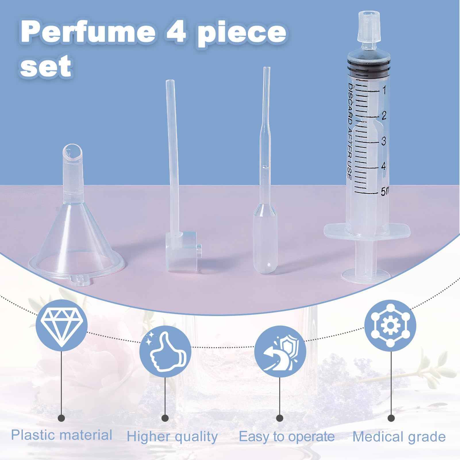 Perfume Dispenser Transfer Tool Kit, Large Bottle Dispensing Funnel and Syringe Dispenser Pump, Refillable Set for Travel Cosmetic Perfumes Transfer to Empty Small Bottles (12Pcs Transfer Tool Kit)