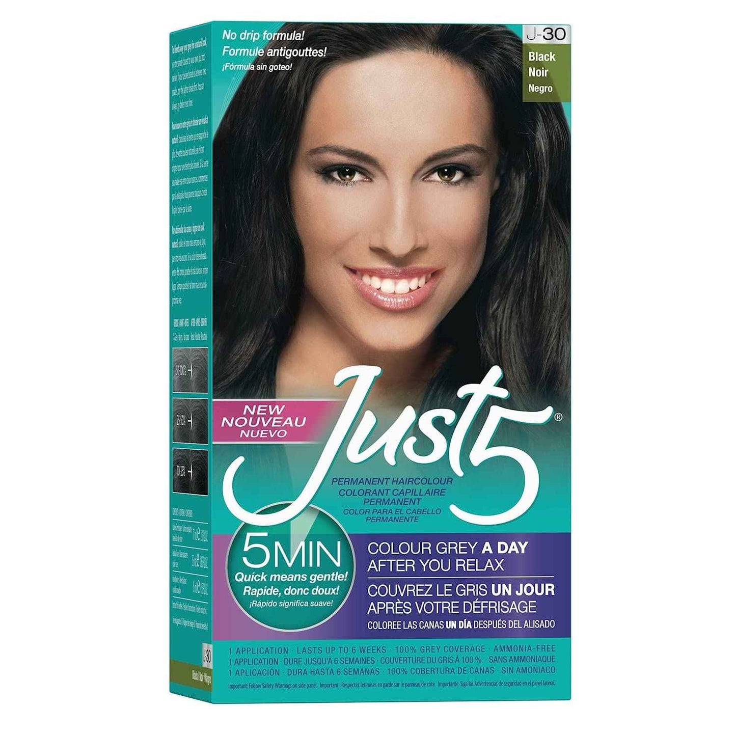 Just 5 Women's Hair Color, Black, J-30 (3 Pack)