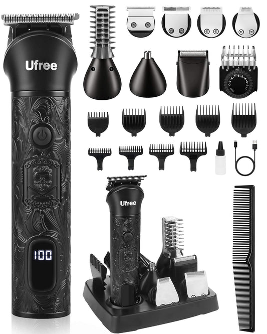 Ufree Beard Trimmer for Men, Electric Razor Shavers for Men, Cordless Hair Clippers, 7 in 1 Beard Grooming Kit for Mustache Body Nose Hair and Facial, Gifts for Men