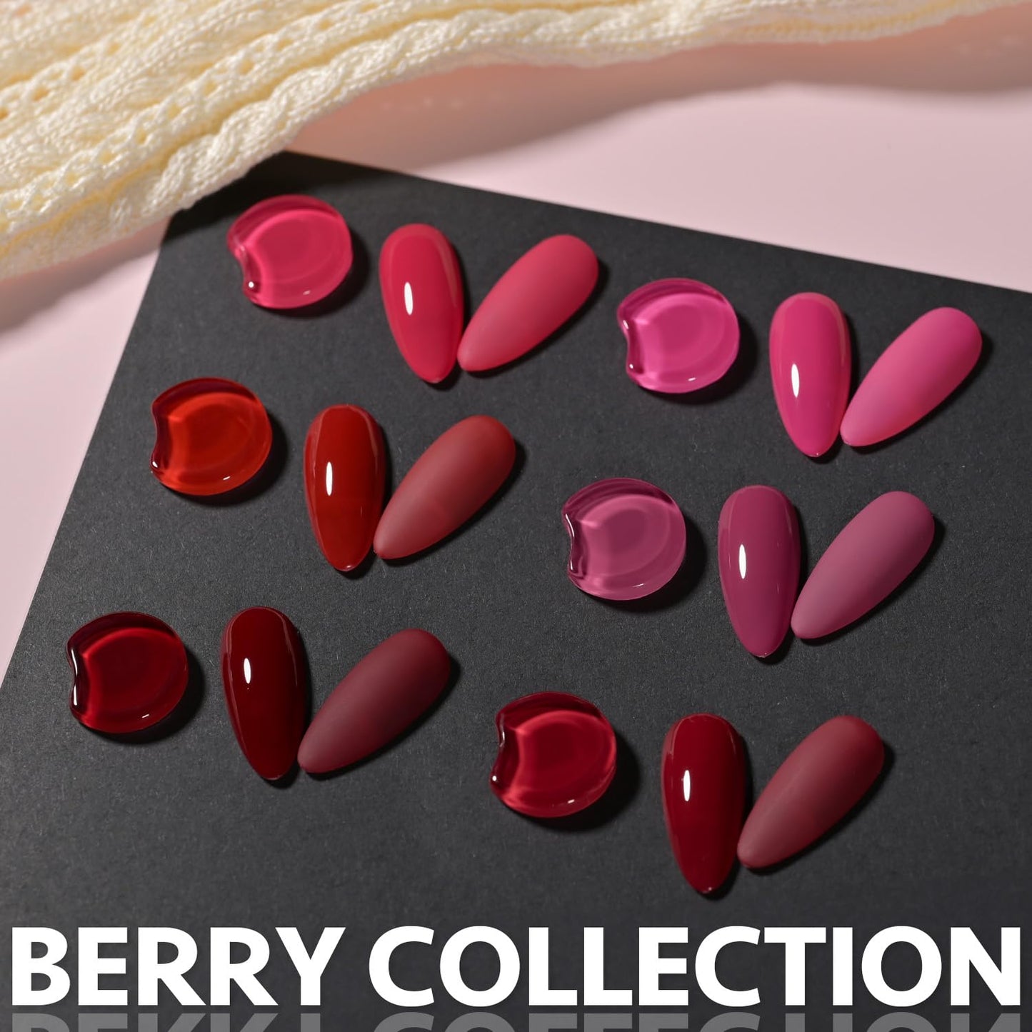 GAOY Berry Collection Gel Nail Polish, Hot Pink Burgundy Red Cherry Magenta Nails Gel Polish Kit for Salon Gel Manicure and Nail Art DIY at Home