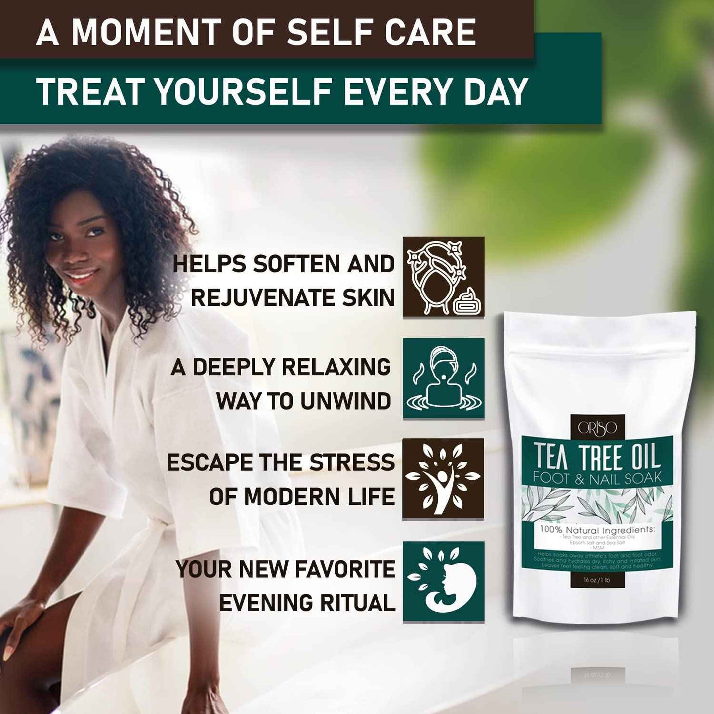 Tea Tree Oil Body Wash and Tea Tree Oil Foot Soak - Athletes Foot Treatment for Cracked and Dry Feet - Stubborn Foot Odor - Softens Calluses - Better Toe Nail Health