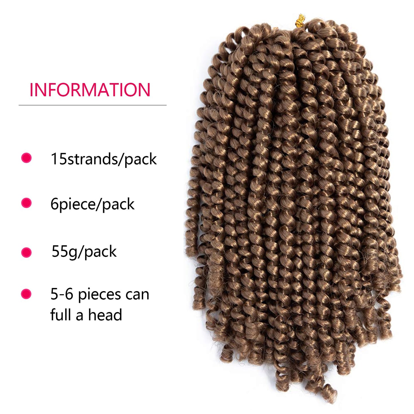 Spring Twist Hair 10 Inch Spring Twist Crochet Hair 6 Packs Spring Twist Braiding Hair For Butterfly Locs Soft Locs Low Temperature Synthetic Fiber Fluffy Hair Extensions (10 Inch,27#)