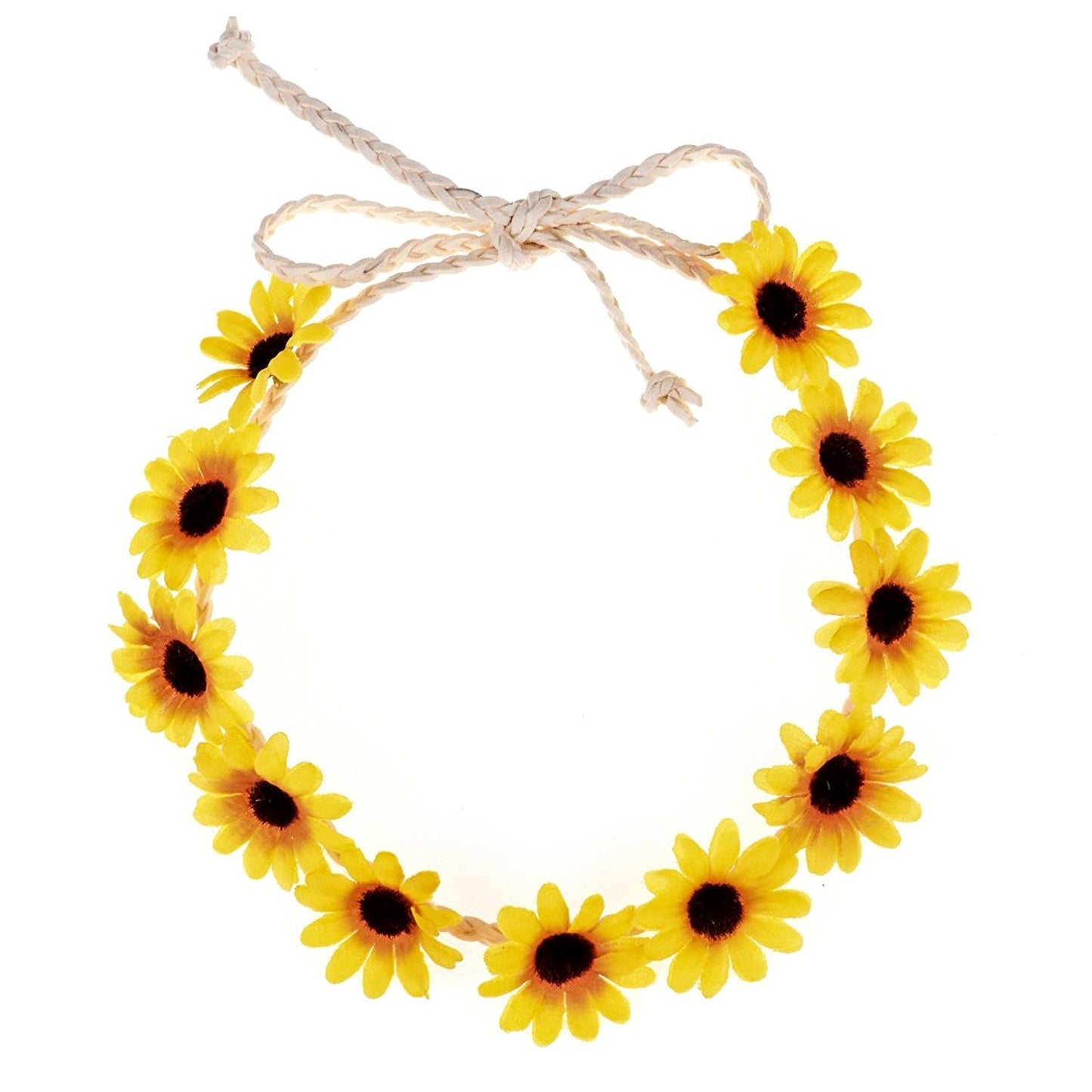 Floral Fall Boho Sunflower Crown Hippies Daisy Hair Wreath Bridal Headpiece Photo Props DY-01 (Yellow)