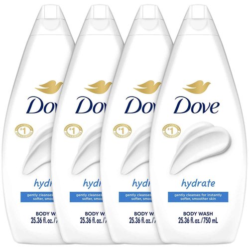Dove Body Wash Hydrate 4-Pack – Moisturizing Cleanser for Smooth, Soft Skin, 25.3 Oz Ea