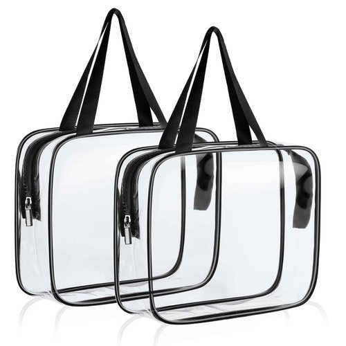 Aucuu Clear Travel Bags for Toiletries, PVC Waterproof Toiletry Bags, TSA Approved, 2 Pack Unisex Adult Cosmetic Bag