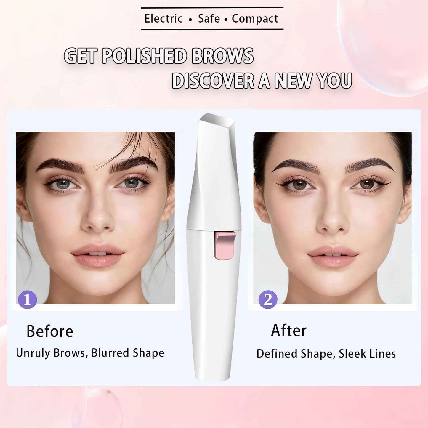 Eyebrow Trimmer Facial Hair Removal for Women, 2 in 1 Electric Rechargeable Face Shaver & Eyebrow Razor with Painless Gentle Trimming - for Face, Upper Lip, Eyebrows