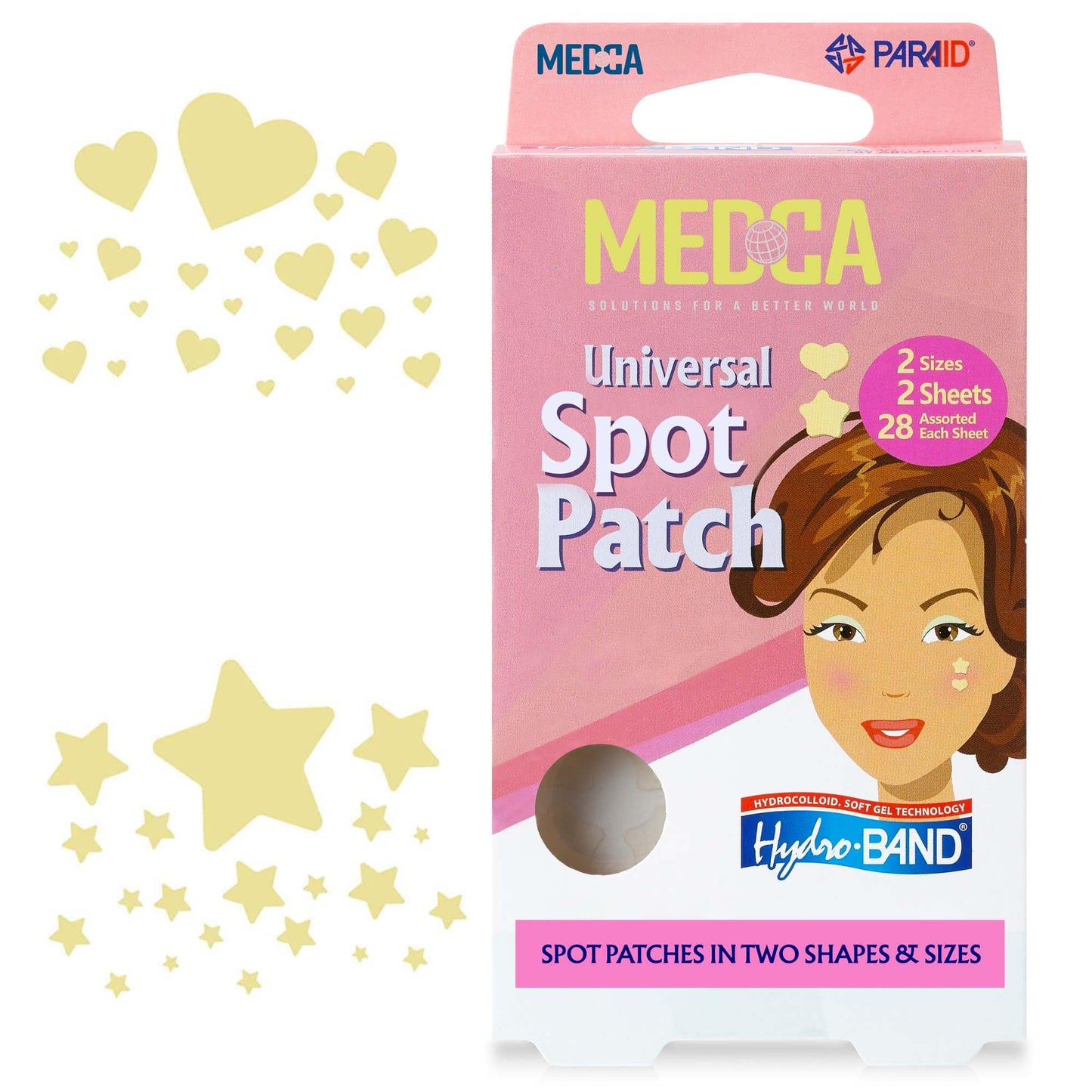 MEDca Acne Patch - (Pack of 56) Pimple Spot Treatment Hydrocolloid Bandages Absorbing Zit Cover Dots, Heart and Star Shapes