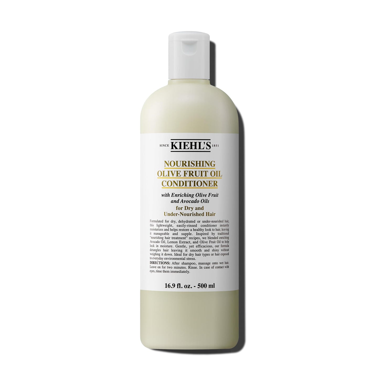 Kiehl's Nourishing Olive Fruit Oil Conditioner, Moisturizing Hair Conditioner for Dry & Damaged Hair, Promotes Shine, Helps Detangle, Lightweight Formula, with Avocado Oil & Lemon Oil - 16.9 fl oz