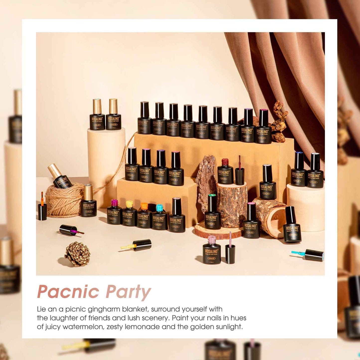 ROSALIND 30PCS Gel Nail Polish Set with Base Glossy Matte and Glitter Top Coat Gel Polish, Green Pink Fall Winter Gel Nail Set Soak Off Gel Polish Set