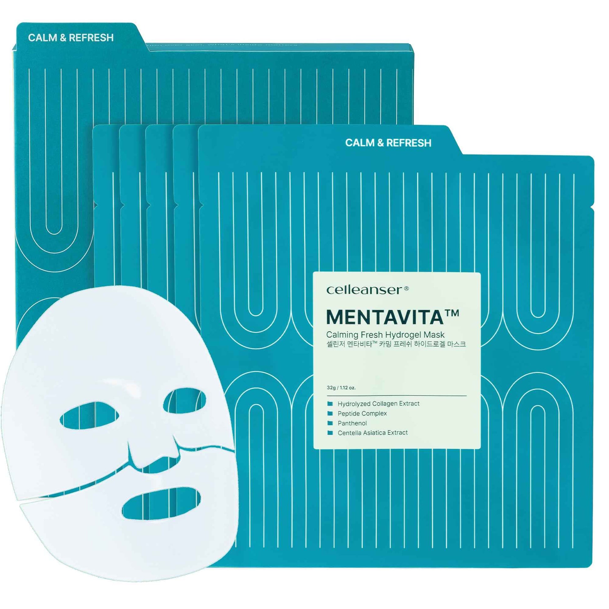 CELLEANSER MENTAVITA™ Calming Fresh Hydrogel Mask – Cooling & Soothing Overnight Mask for Heated and Sensitive Skin (32g x 5ea)