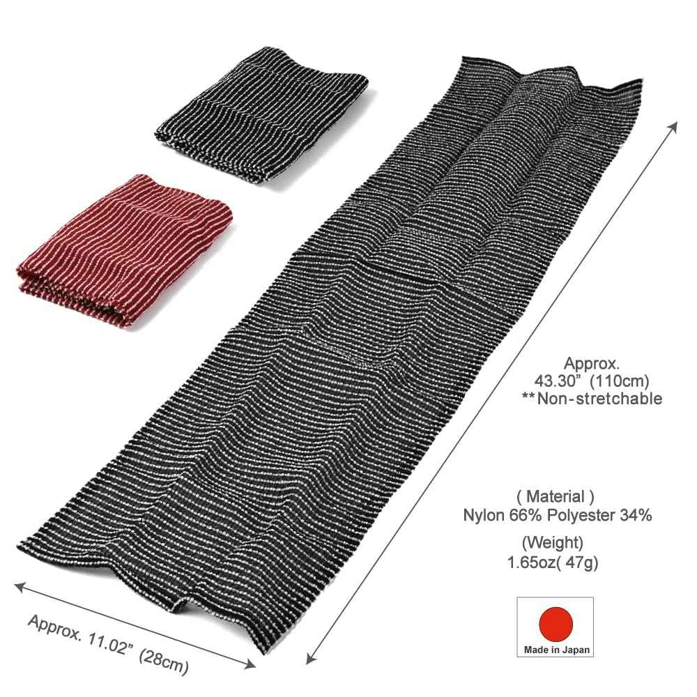Exfoliating Washcloth [Made in Japan] Extra Long Exfoliating Towel Special Texture Makes Fluffy Foam Lather, Back Scrubber, Dead Skin Cell Remover, Loofah for Women and Men (2pcs Set(Black, Red))