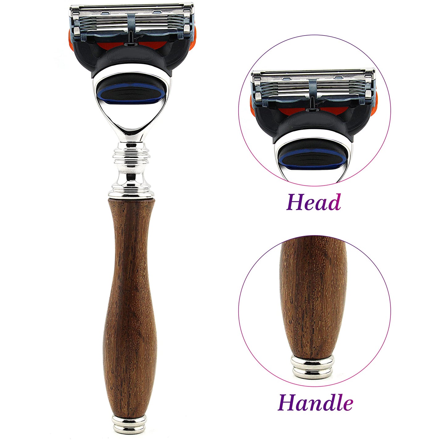 Haryali London Mens Shaving Razor with Wood Handle Perfect Razor