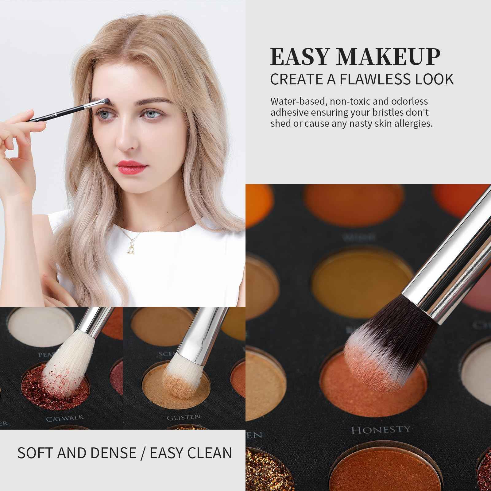 DUcare Makeup Brushes with Bag,15Pcs Christmas Makeup Brush Set Travel Kabuki Foundation Blending Blush Eyeliner Shadow Brow Concealer Brushes Kit