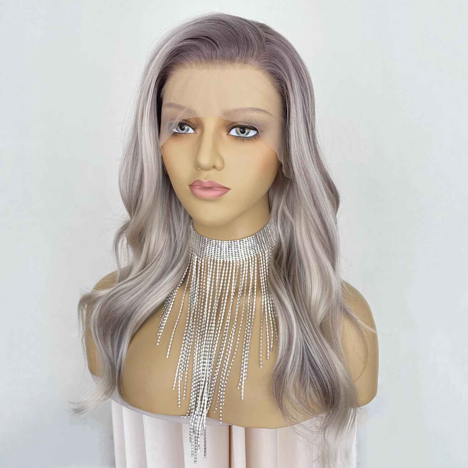 CIMITIKI Highlight Ash Blonde with Brown Colored 13x4 Lace Front Wig Ready to Wear HD Glueless 18Inch Body Wave Pre plucked Natural Hairline for Women