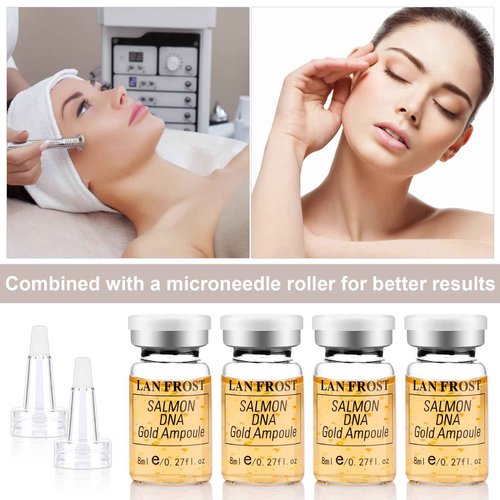 BB Facial Glow Starter Kit Serum Hyaluronic Acid Essence Skin Care Set, Salmon DNA Glod Ampoule 0.27oz 12 Vials, Glow Repair Kit with 7 Different Peptides