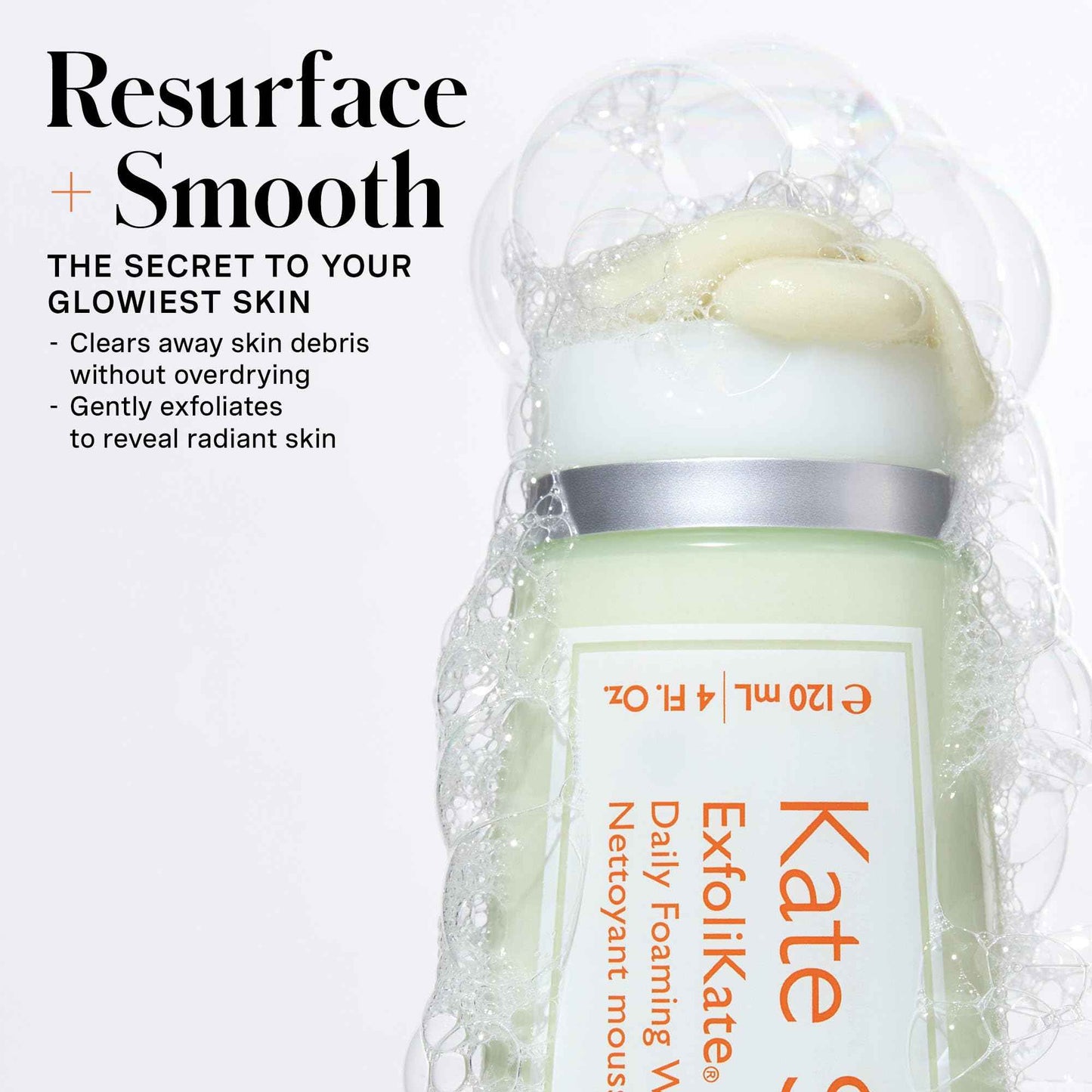 Kate Somerville ExfoliKate Cleanser – Daily Exfoliating Foaming Face Wash, Clinically Formulated Glycolic Acid and Lactic Acid Gentle Facial Scrub, 4 Fl Oz