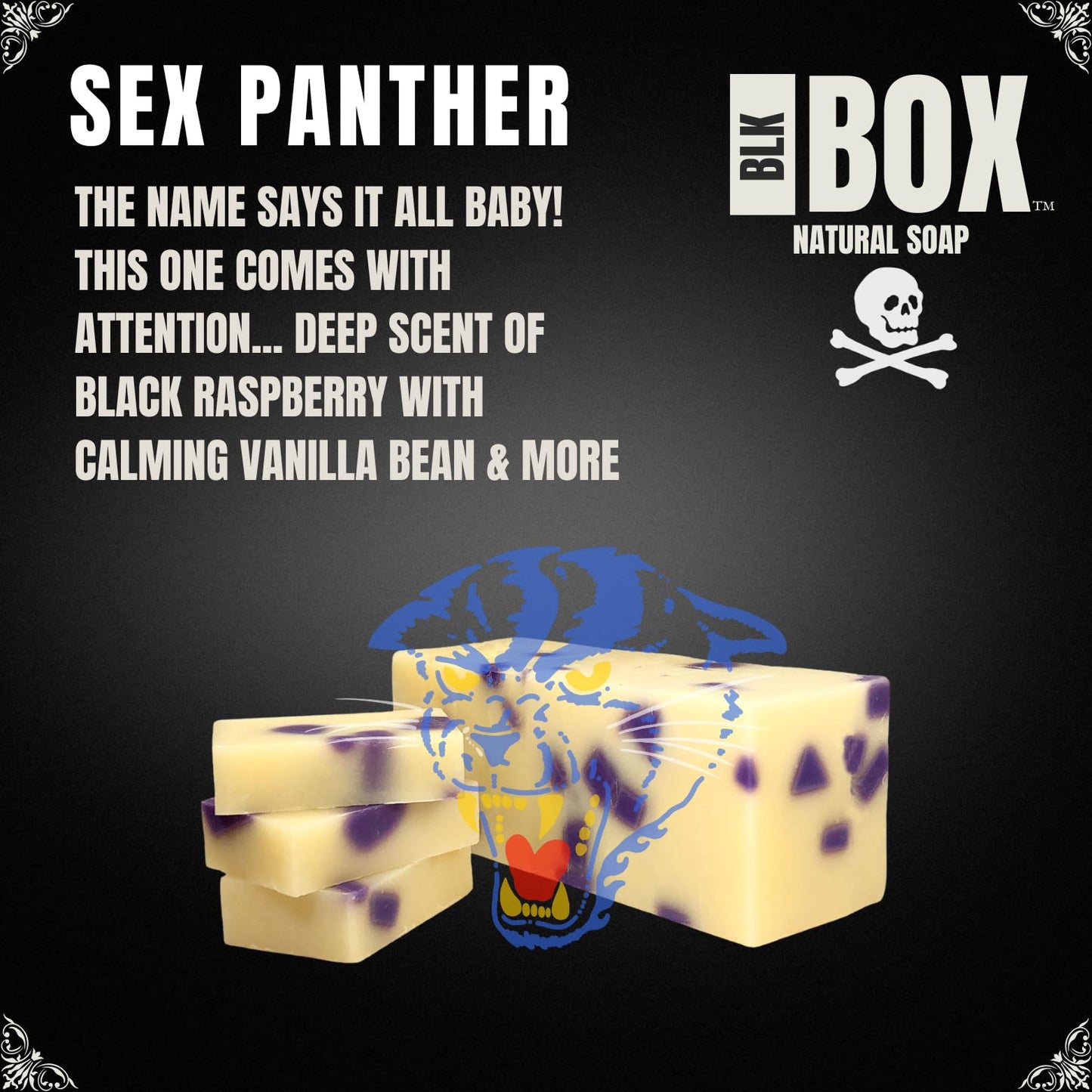 Black Box Limited USA MADE Men's Natural 5oz Bar Soap, Moisturizing Body Wash Made from Natural Oils - Handmade Cold Process No Harsh Chemicals Black Raspberry (Sex Panther)