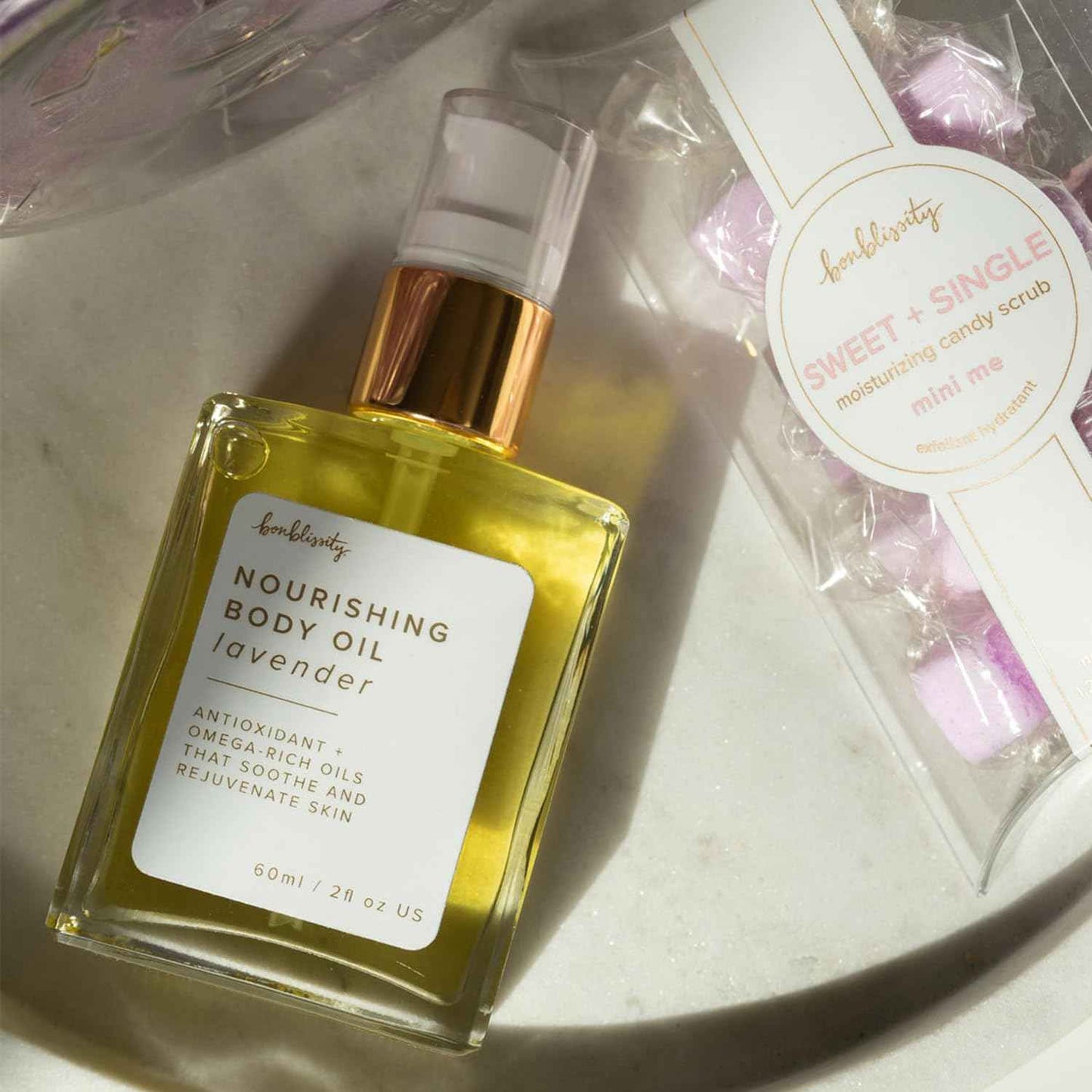 Bonblissity Nourishing Body Oils for Women, 2oz Travel Size - Lavender Scented Body Oil, Non-Greasy Non-Comedogenic, Vitamin E Hydrating Moisturizer for Men and Women with Dry or Sensitive Skin