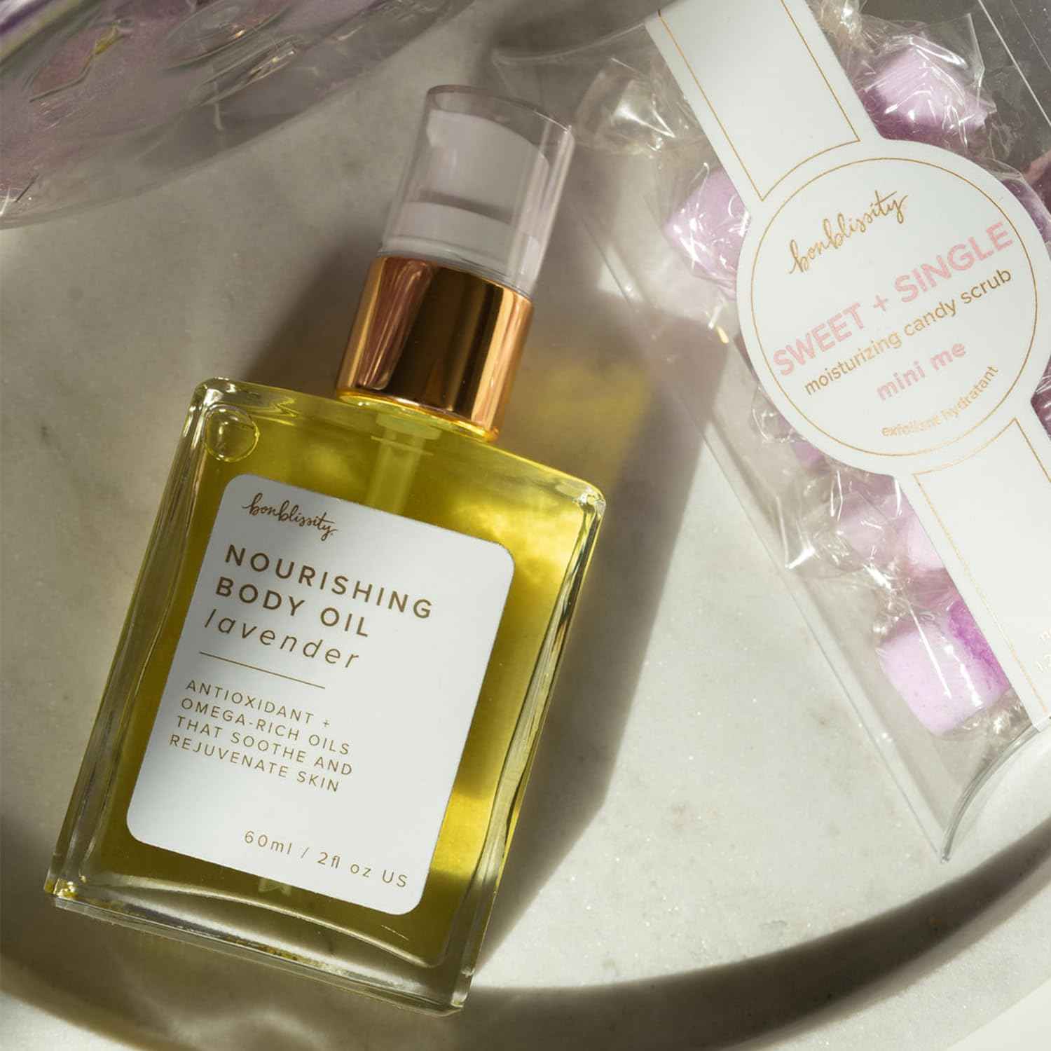 Bonblissity Nourishing Body Oils for Women, 2oz Travel Size - Lavender Scented Body Oil, Non-Greasy Non-Comedogenic, Vitamin E Hydrating Moisturizer for Men and Women with Dry or Sensitive Skin