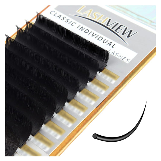 LASHVIEW Eyelash Extensions,Individual Lashes, Premium Single &Classic Lashes,0.10 Thickness C Curl 8-15mm Mixed Tray,Natural Semi Permanent Eyelashes,Soft Application-Friendly, Lashes