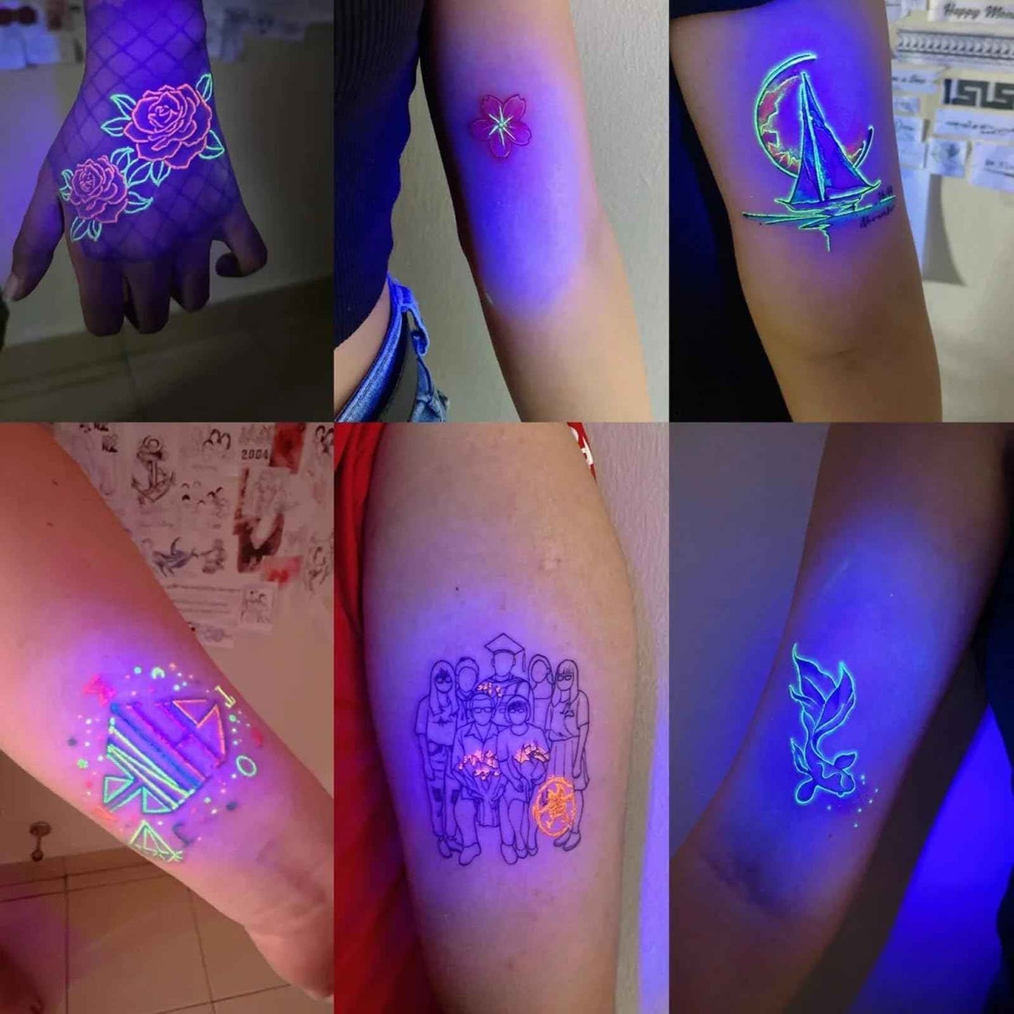 8 Colors UV Tattoo Ink Set,15ml Professional Fluorescent Ink Glow in The Dark Tattoo Ink Blacklight Ink,0.5oz/Bottle Neon Tattoo Ink Invisible