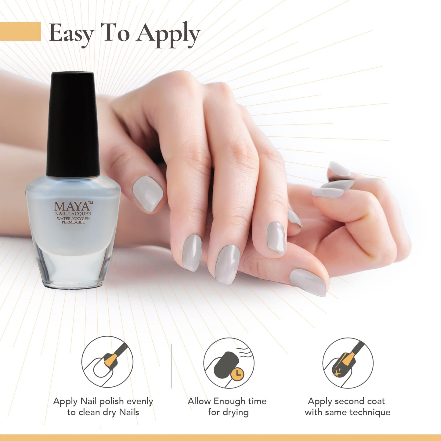 MAYA White Gel Halal Nail Polish - Non Toxic Nail Polish, Vegan and Cruelty Free, Nail Art DIY Manicure at Home, 0.4 fl oz Soak Off Nail Lacquer, Made in USA ??Lu Lu White