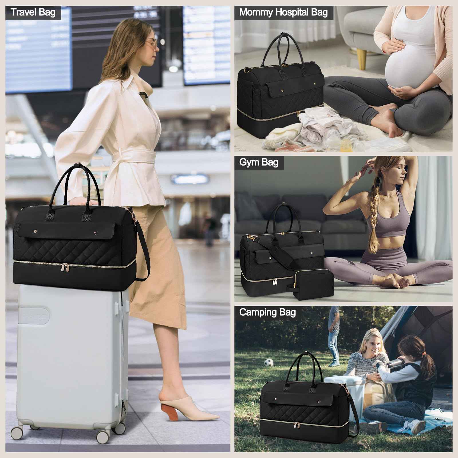 Wedama TSA Approved Toiletry Bag Clear Makeup Bags 3Pack +Large Weekender Bag for Women with Shoe Compartment for Travel Gym Camping