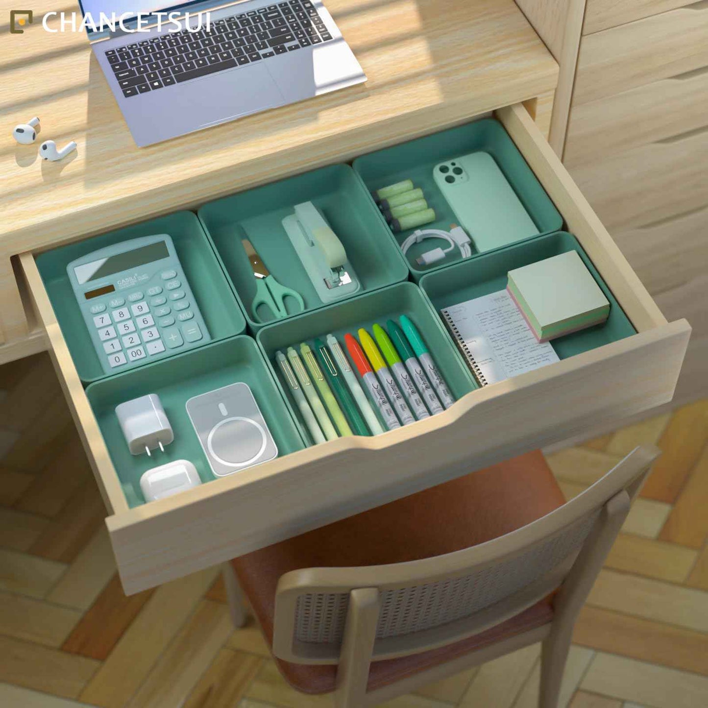 CHANCETSUI Square Makeup Countertop Organizer Holder : Stackable Vanity Trays for Bathroom Storage