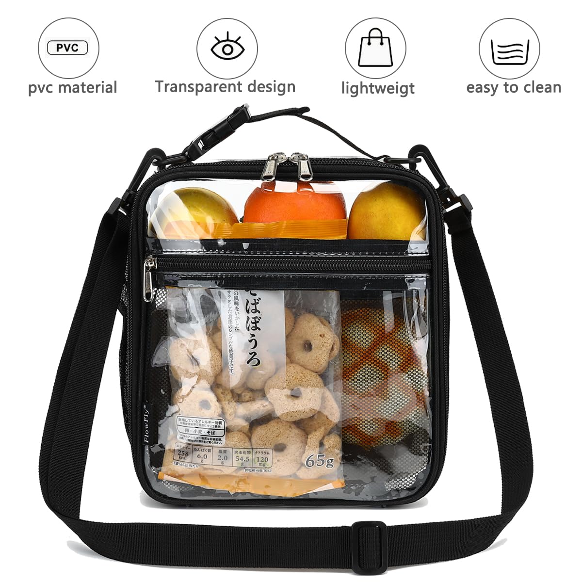 FlowFly Kids Lunch box Insulated Soft Bag Mini Cooler Back to School Thermal Meal Tote Kit for Girls, Boys, Clear