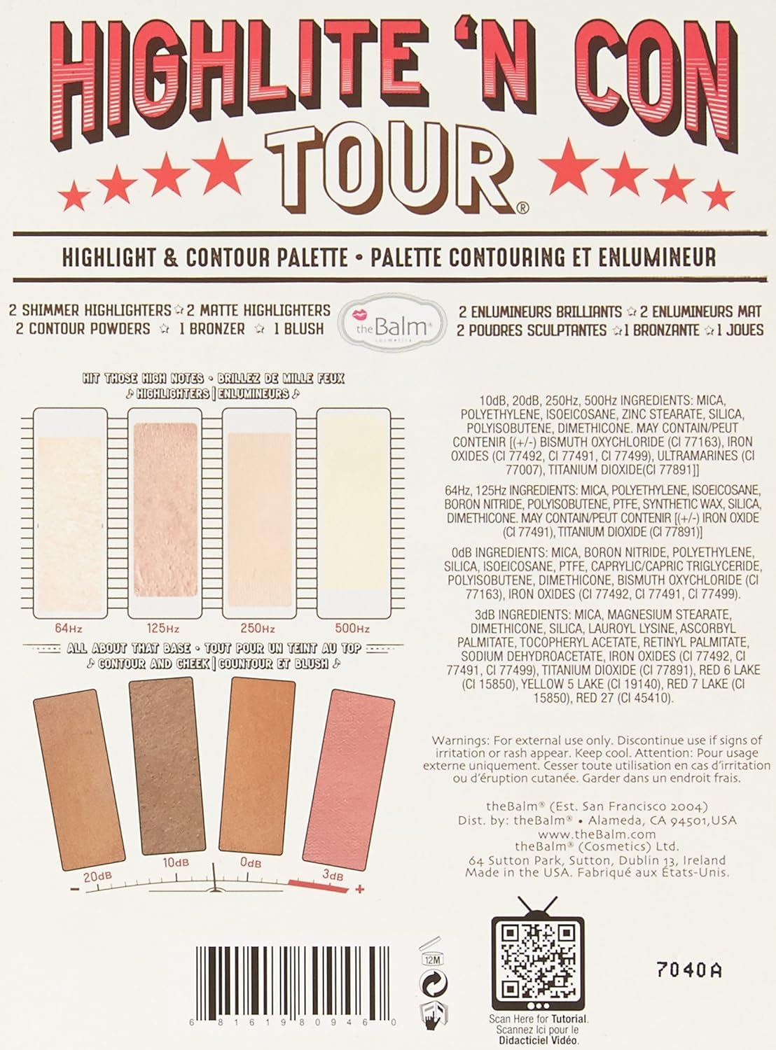 theBalm Highlighting & Makeup Conceal Powders 'N Contour Palette, Highlighters Shimmer, Matte, Bronzer, Blushes, Multicolor, 0.8 ounces