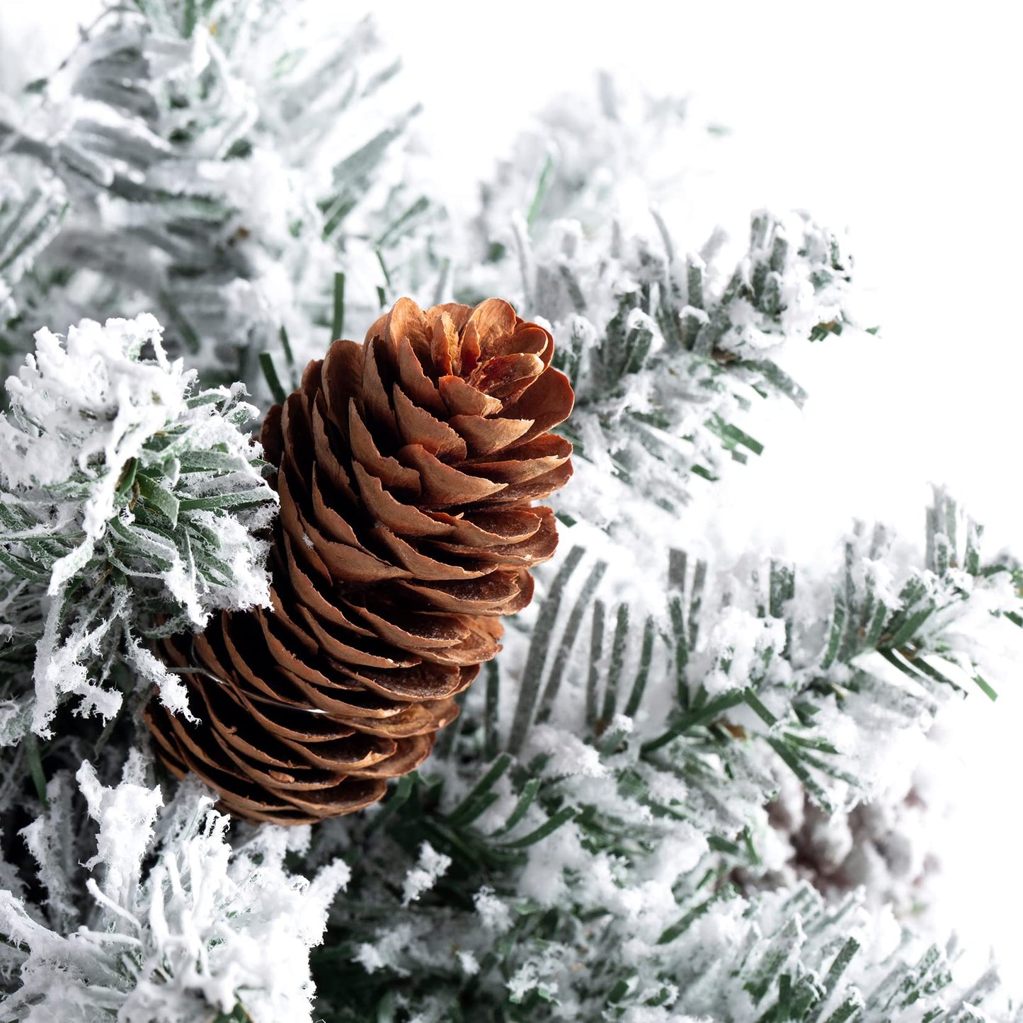 Small Christmas Tree Flocked Artificial Tree 22 inches with Pine Cones, Suitable for Tabletop