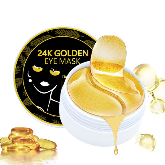 Under Eye Patches, 24K Gold Eye Mask, 60PCS Under Eye Mask, Collagen Gel Pads Patch Treatments for Lighten Wrinkles Puffy Eyes Dark Circles Anti-Aging Moisturizing, Fine Lines Eye Bags Women Men