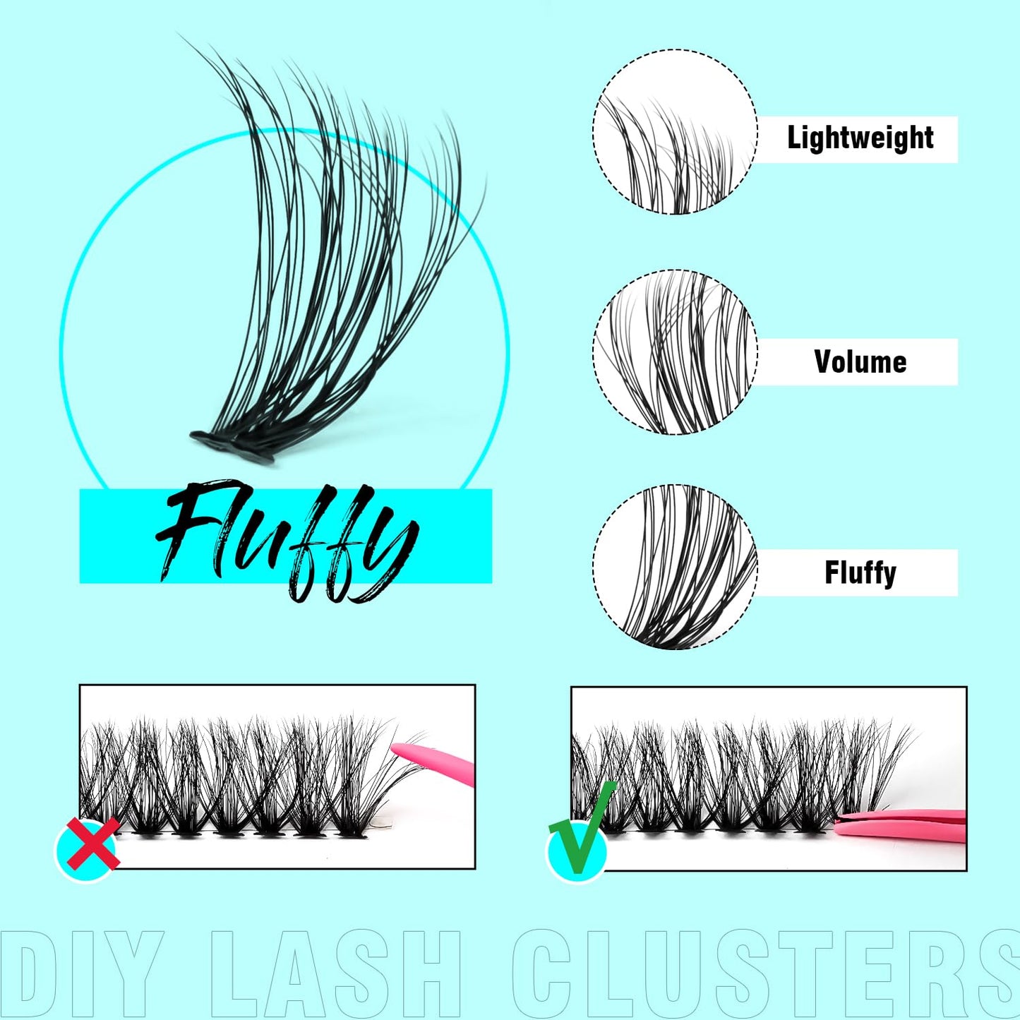 VAVALASH 40D Lash Clusters Kit 10-20mm Cluster Lashes Wispy Individual Volume Lashes, Lash Bond and Seal Glue, Lash Tweezer for DIY Lash Extension at Home (KIT-40D-10-20MIX)