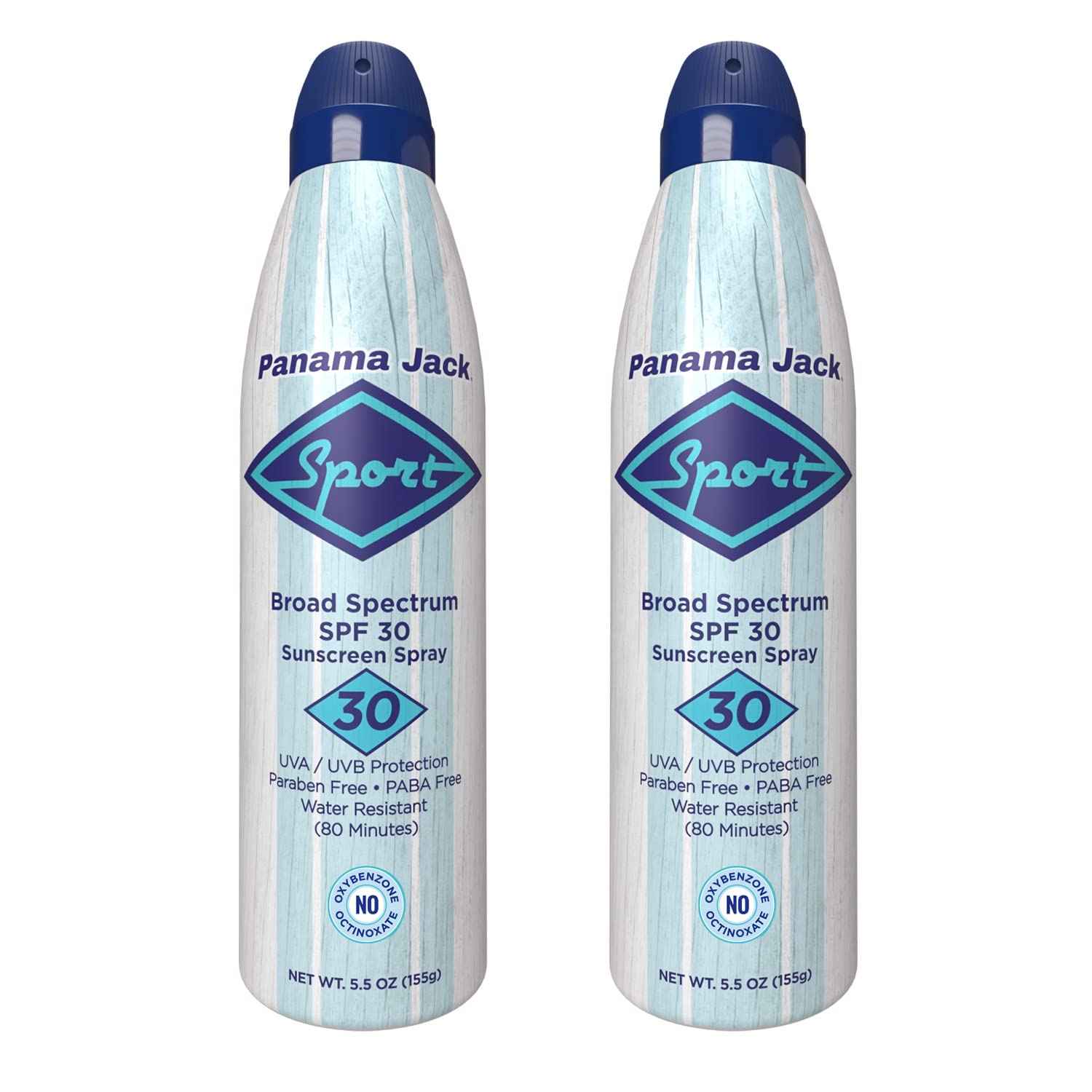 Panama Jack Sport Sunscreen Spray - SPF 30, Broad Spectrum UVA/UVB Protection, PABA, Paraben, Gluten & Cruelty Free, Water Resistant (80 Minutes), 5.5 OZ (Pack of 2)